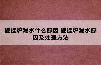 壁挂炉漏水什么原因 壁挂炉漏水原因及处理方法